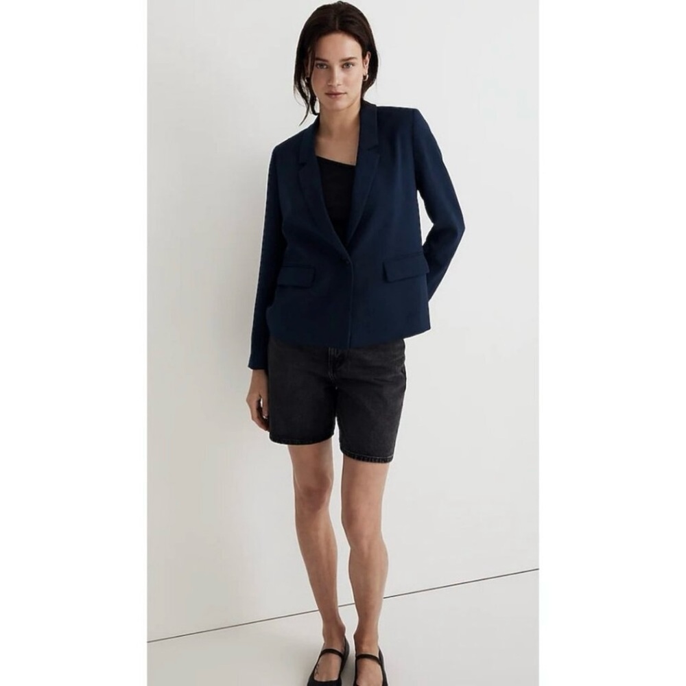 ❤️Madewell Dorset Crop Blazer Easygoing Crepe Deep Indigo Size
XS